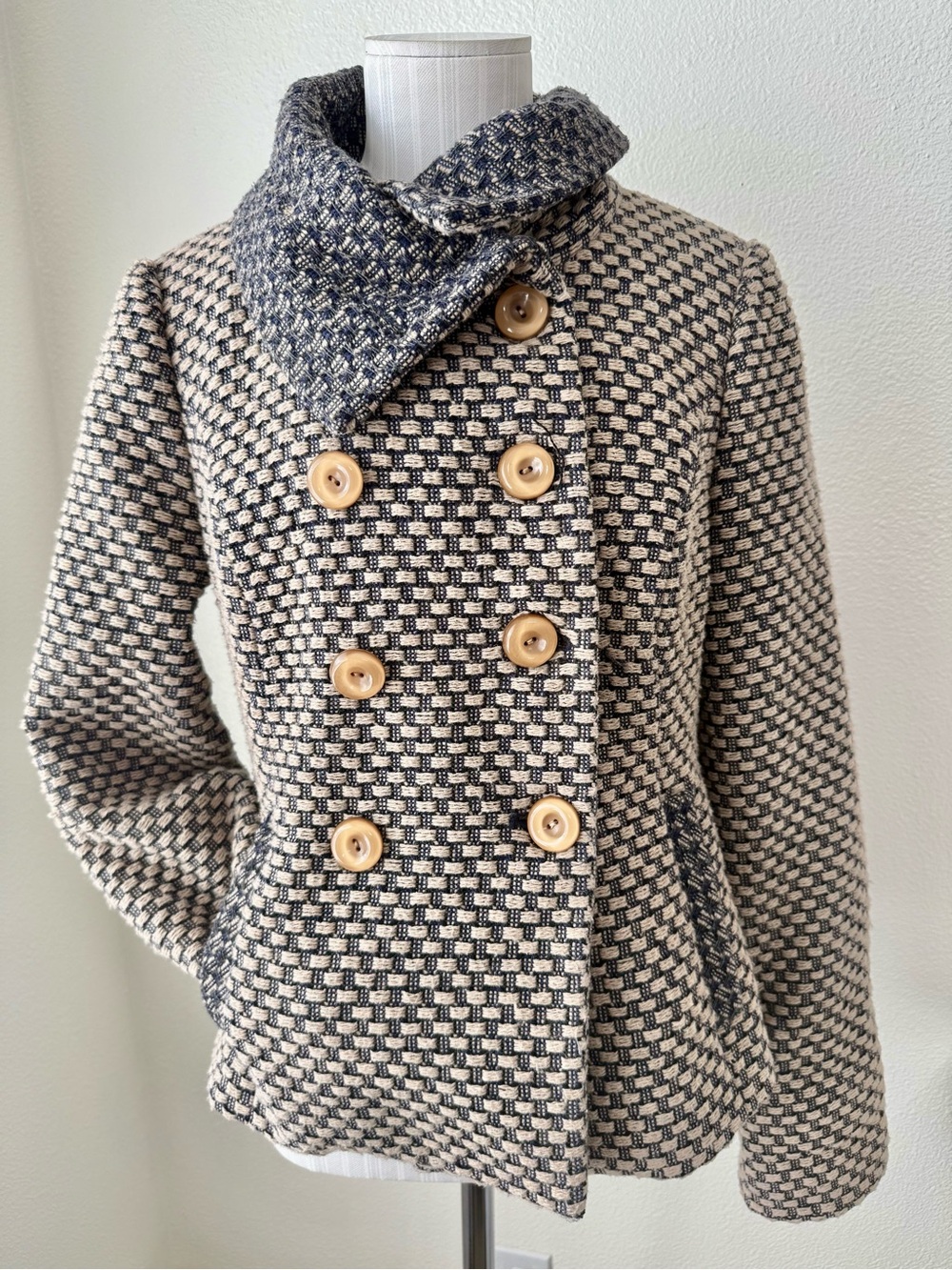 Tabitha Anthropologie Ottawa Wool Blend Double Breasted Pea Coat Jacket Small